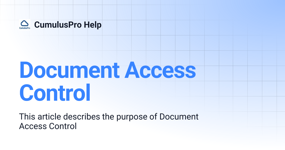 Document Access Control | CumulusPro Help